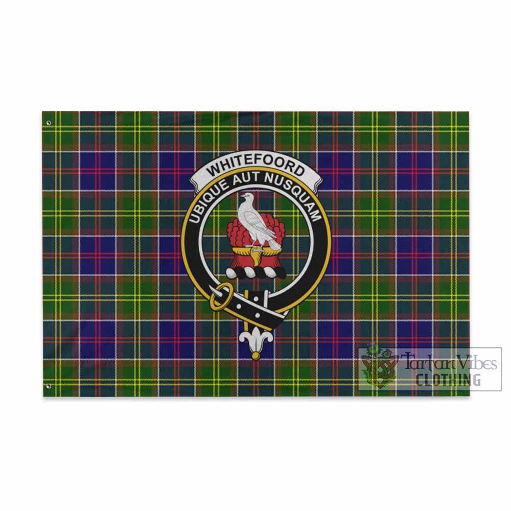 Tartan Vibes Clothing Whitefoord Tartan House Flag with Family Crest