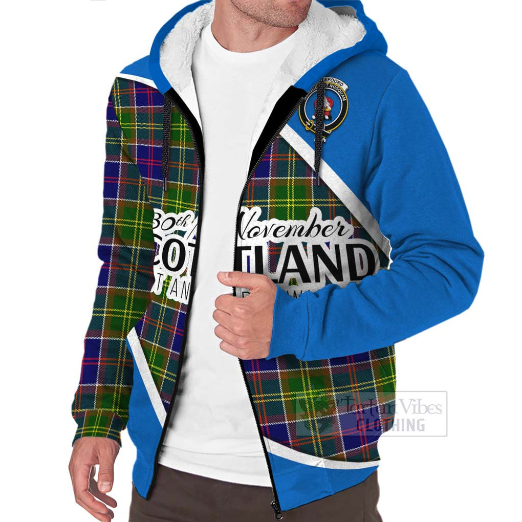 Tartan Vibes Clothing Whitefoord Family Crest Tartan Sherpa Hoodie Celebrate Saint Andrew's Day in Style