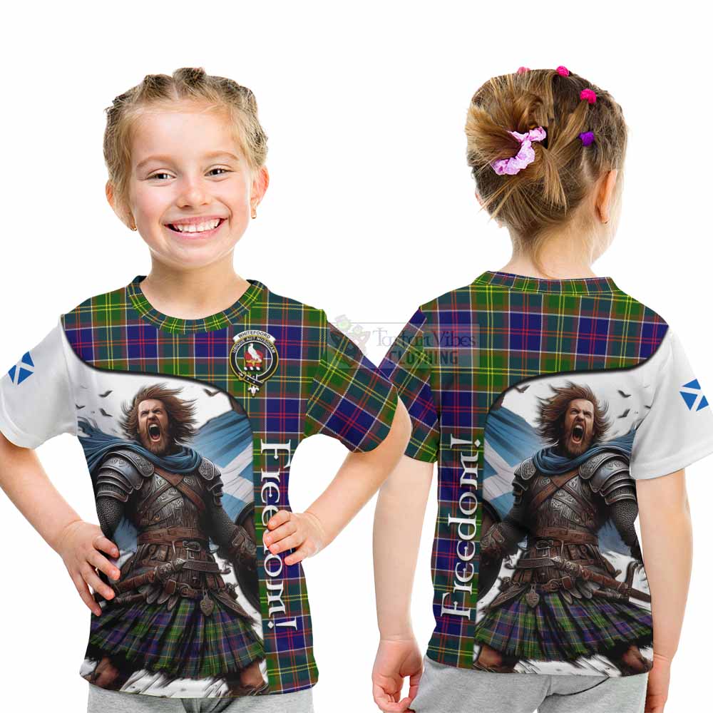 Tartan Vibes Clothing Whitefoord Crest Tartan Kid T-Shirt Inspired by the Freedom of Scottish Warrior