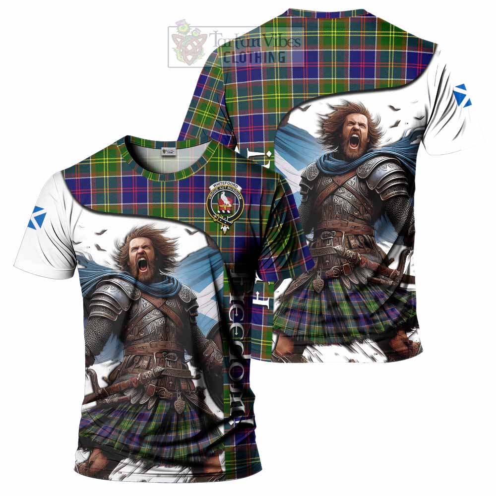 Whitefoord Crest Tartan T-Shirt Inspired by the Freedom of Scottish Warrior