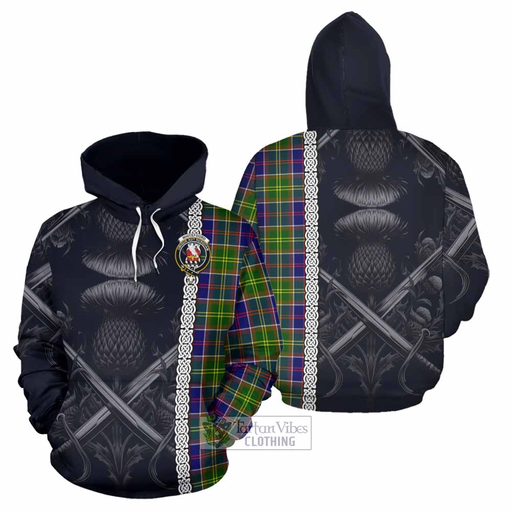 Tartan Vibes Clothing Whitefoord Tartan Hoodie with Family Crest Cross Sword Thistle Celtic Vibes