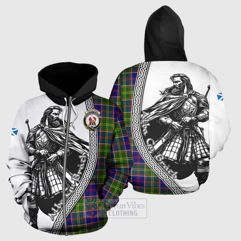 Tartan Vibes Clothing Whitefoord Tartan Clan Crest Hoodie with Highlander Warrior Celtic Style