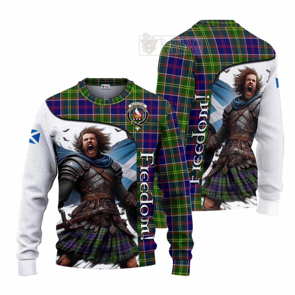 Tartan Vibes Clothing Whitefoord Crest Tartan Knitted Sweater Inspired by the Freedom of Scottish Warrior