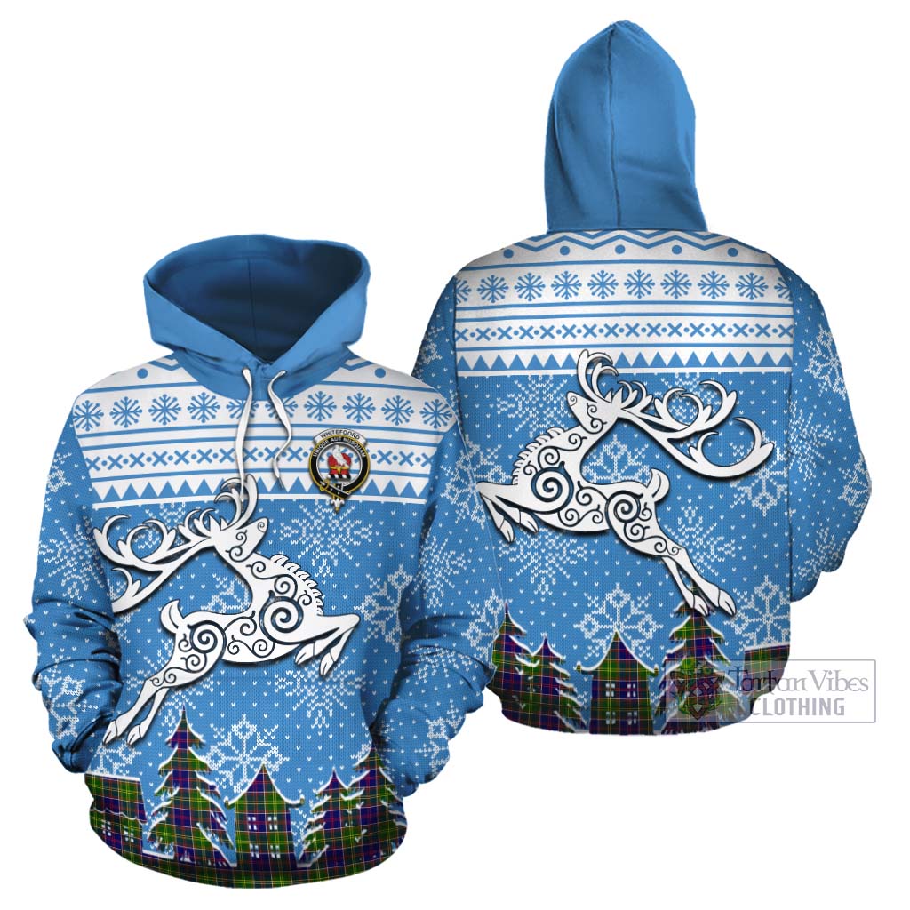Whitefoord Clan Christmas Cotton Hoodie Celtic Reindeer Style Zip Hoodie - Tartan Vibes Clothing