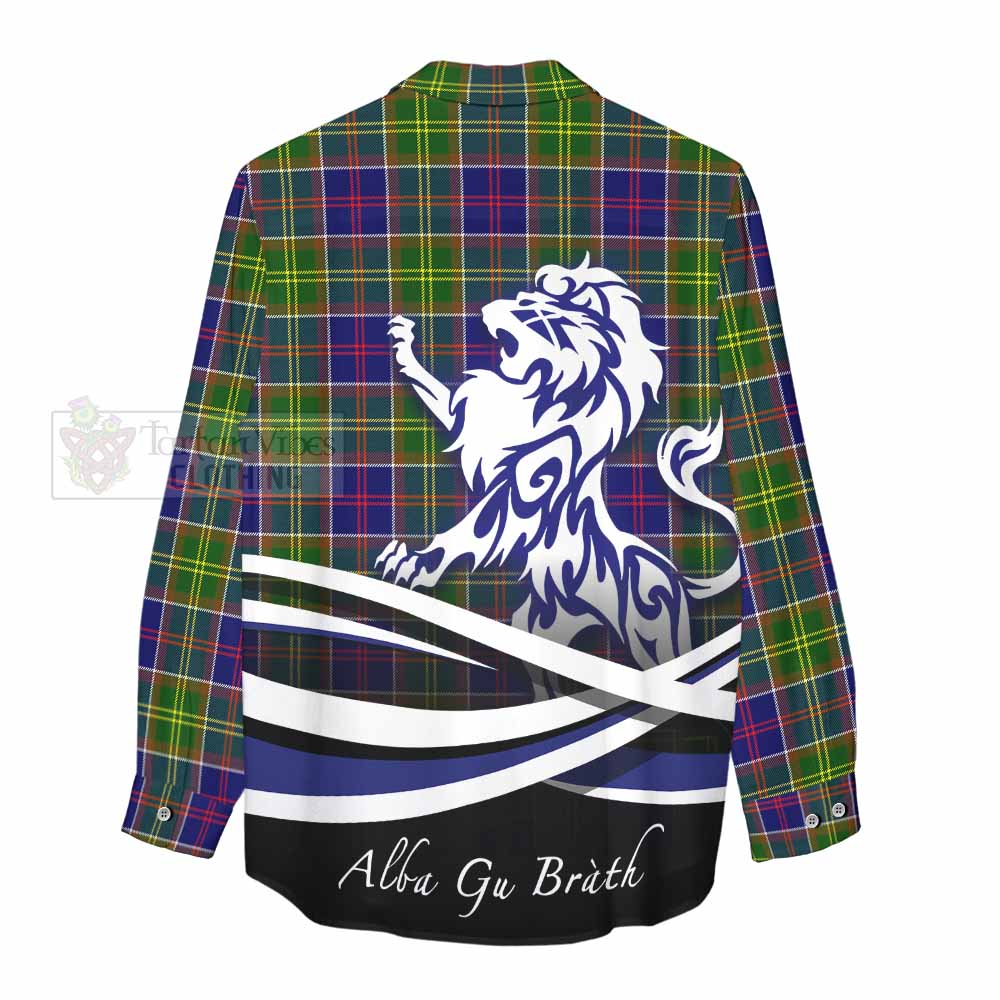 Tartan Vibes Clothing Whitefoord Tartan Women's Casual Shirt with Alba Gu Brath Regal Lion Emblem