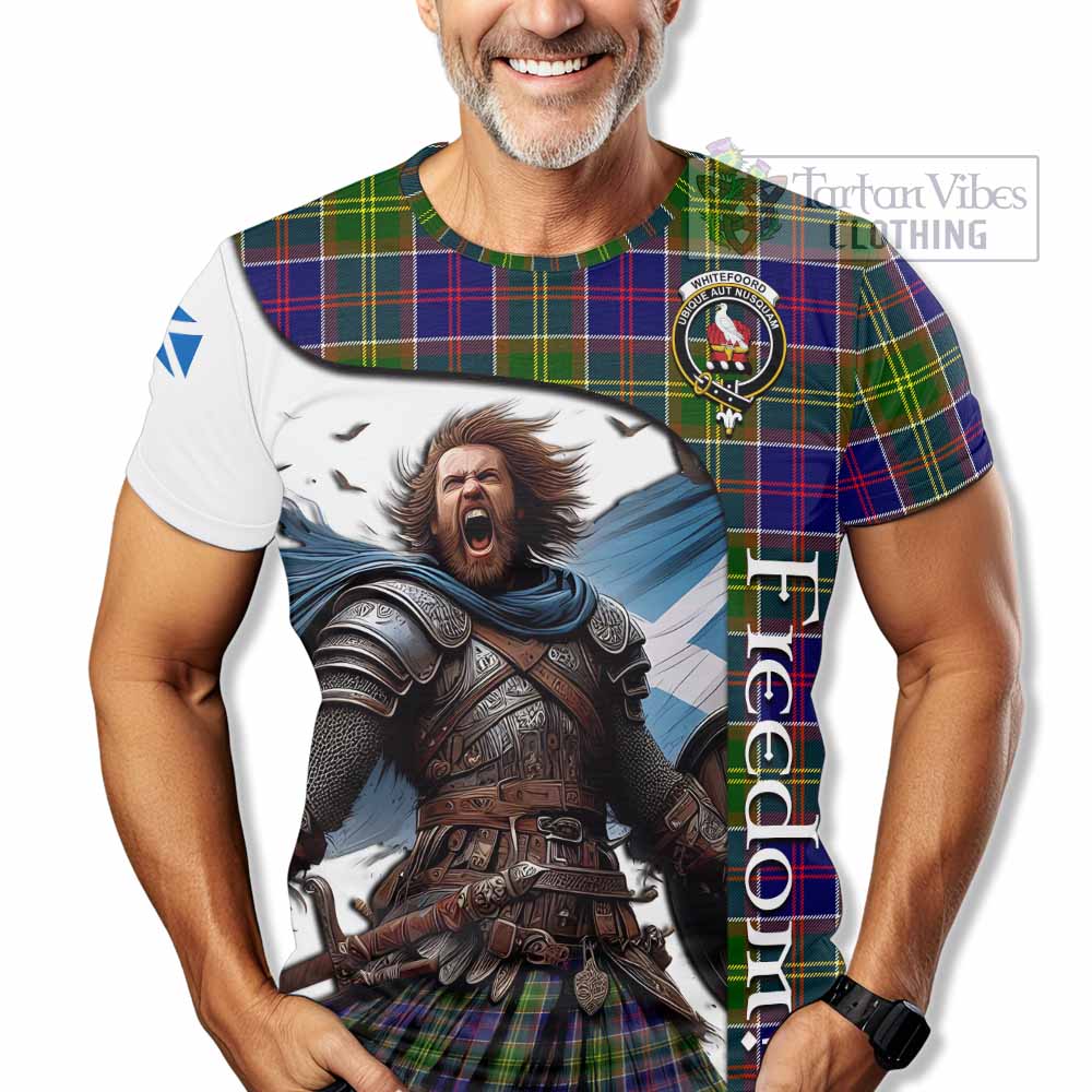 Whitefoord Crest Tartan T-Shirt Inspired by the Freedom of Scottish Warrior