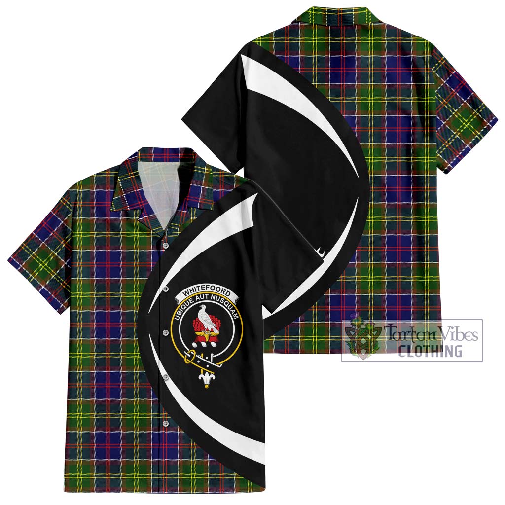 Tartan Vibes Clothing Whitefoord Modern Tartan Short Sleeve Button Up with Family Crest Circle Style