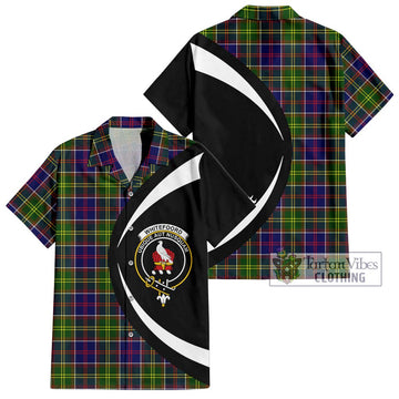 Whitefoord Tartan Short Sleeve Button Up with Family Crest Circle Style