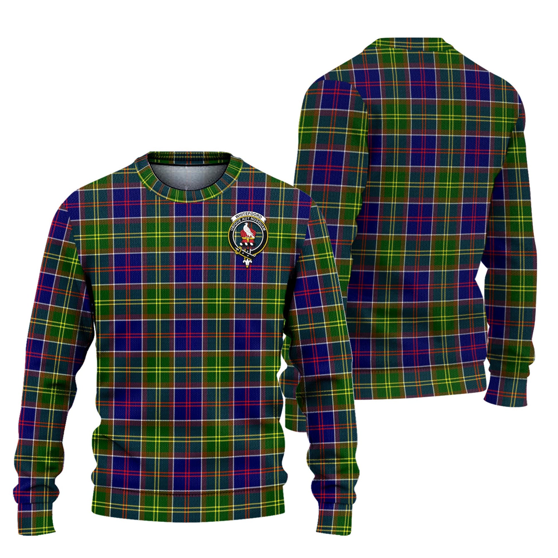 Whitefoord Modern Tartan Knitted Sweater with Family Crest Unisex - Tartanvibesclothing