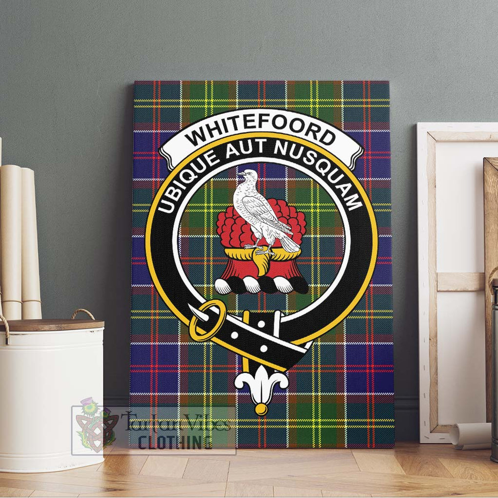 Whitefoord Tartan Canvas Print Wall Art with Family Crest Without Frame - Tartan Vibes Clothing