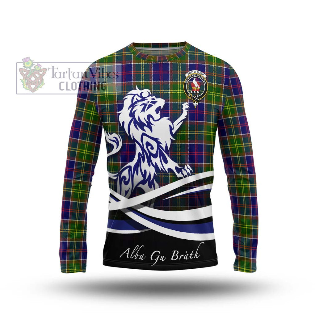 Whitefoord Tartan Long Sleeve T-Shirt with Alba Gu Brath Regal Lion Emblem Unisex - Tartanvibesclothing Shop