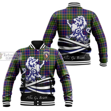 Whitefoord Tartan Baseball Jacket with Alba Gu Brath Regal Lion Emblem