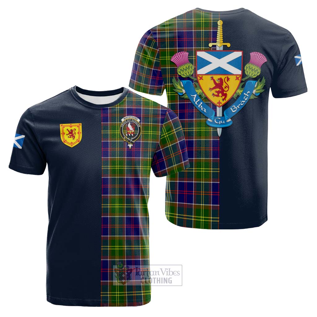 Tartan Vibes Clothing Whitefoord Modern Tartan Cotton T-shirt with Scottish Lion Royal Arm Half Style