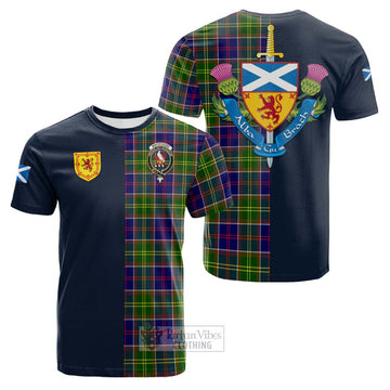 Whitefoord Tartan Cotton T-shirt with Scottish Lion Royal Arm Half Style