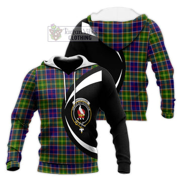 Whitefoord Tartan Knitted Hoodie with Family Crest Circle Style