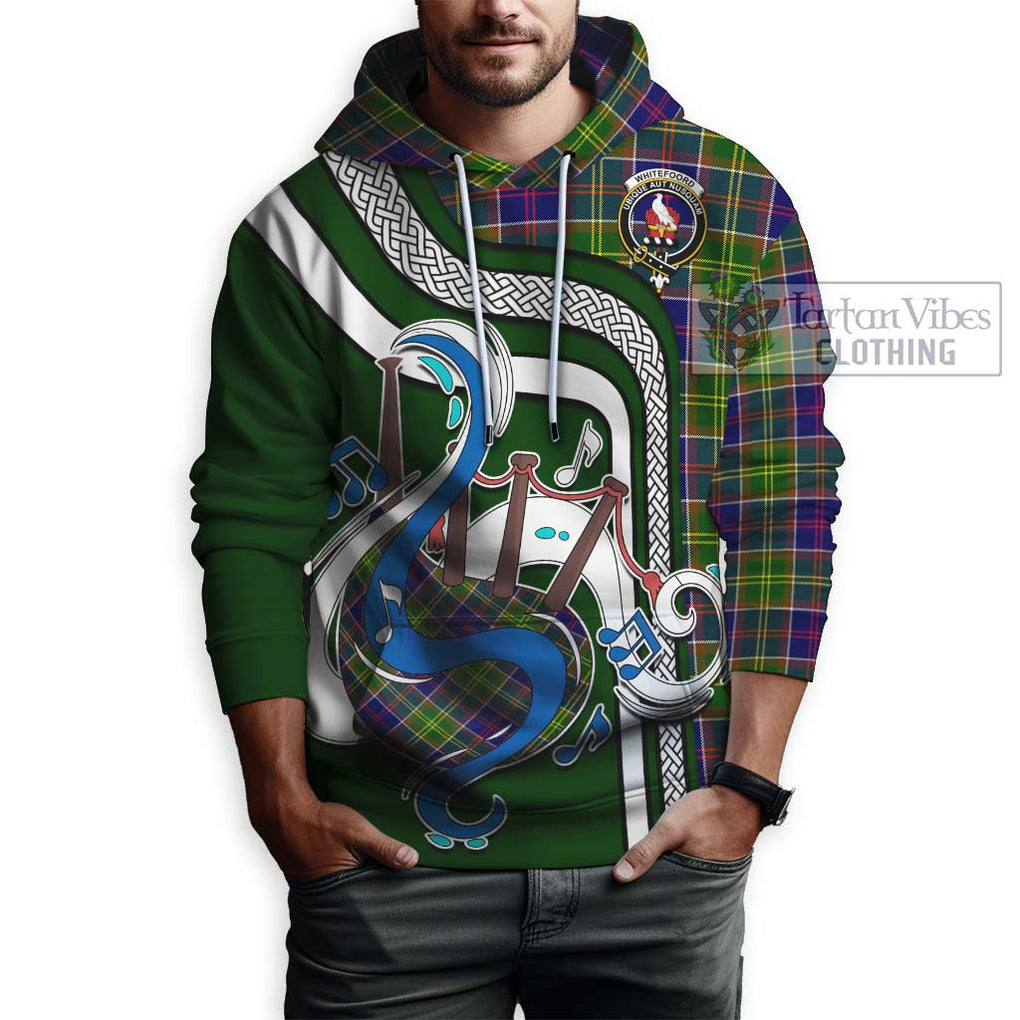 Whitefoord Tartan Hoodie with Epic Bagpipe Style Zip Hoodie - Tartanvibesclothing Shop