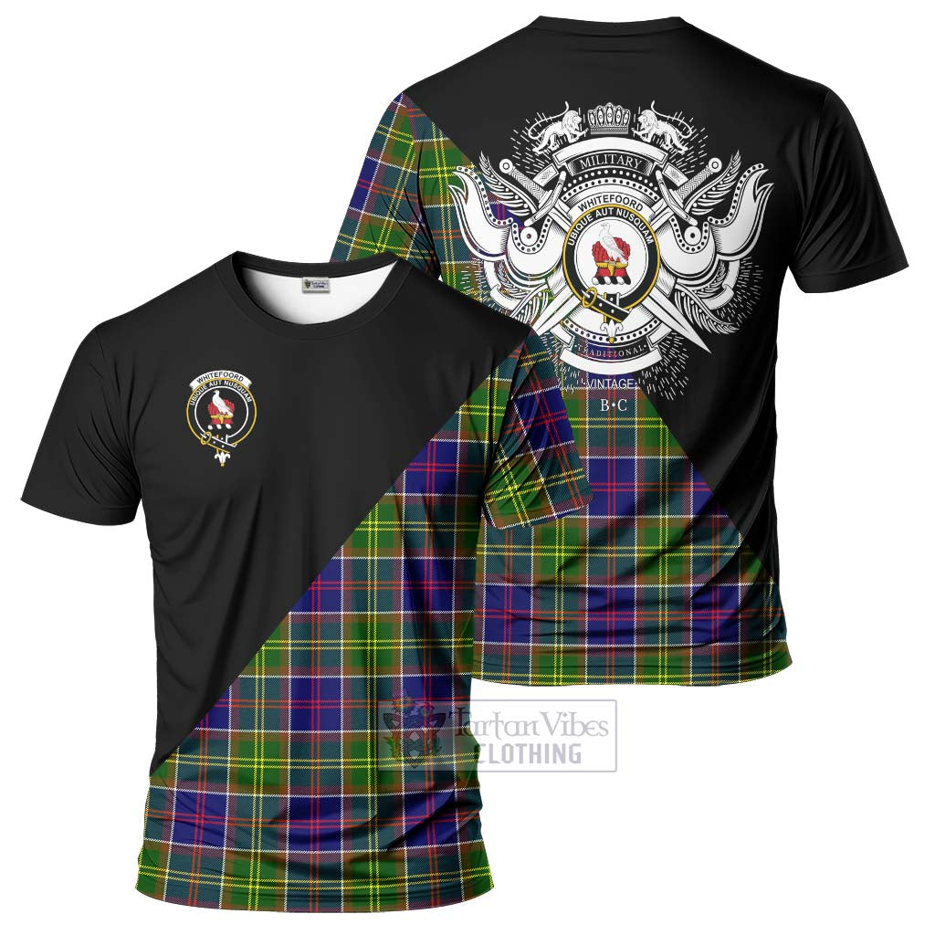 Tartan Vibes Clothing Whitefoord Modern Tartan T-Shirt with Family Crest and Military Logo Style