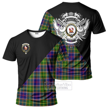 Whitefoord Tartan T-Shirt with Family Crest and Military Logo Style