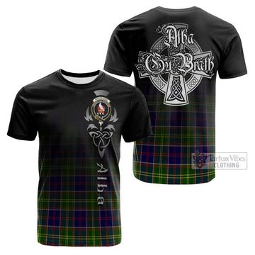 Whitefoord Tartan Cotton T-shirt Featuring Alba Gu Brath Family Crest Celtic Inspired