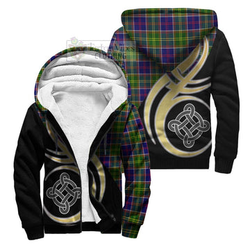 Whitefoord Tartan Sherpa Hoodie with Family Crest and Celtic Symbol Style