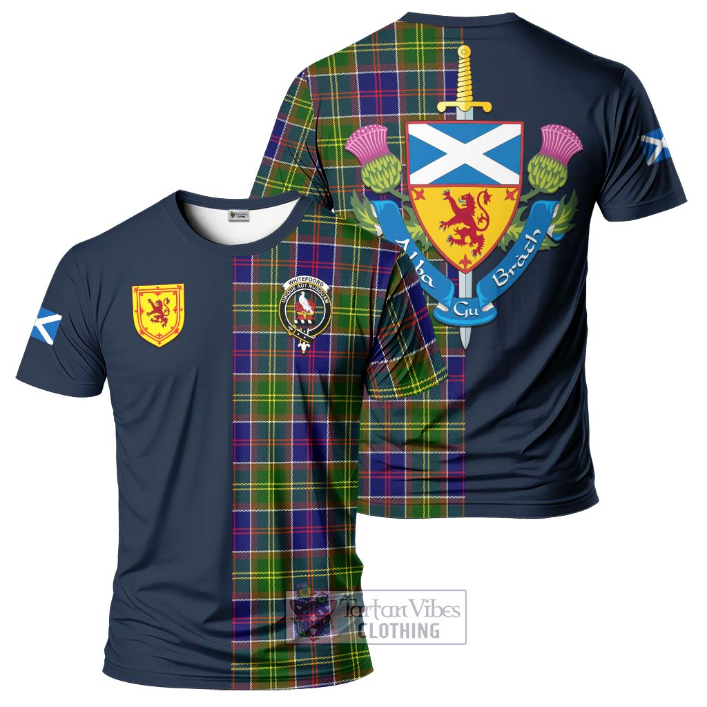 Tartan Vibes Clothing Whitefoord Modern Tartan T-Shirt Alba with Scottish Lion Royal Arm Half Style