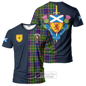 Whitefoord Tartan T-Shirt Alba with Scottish Lion Royal Arm Half Style