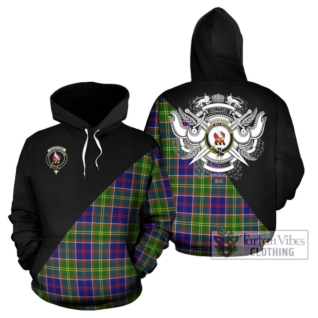 Whitefoord Tartan Hoodie with Family Crest and Military Logo Style Zip Hoodie - Tartanvibesclothing Shop