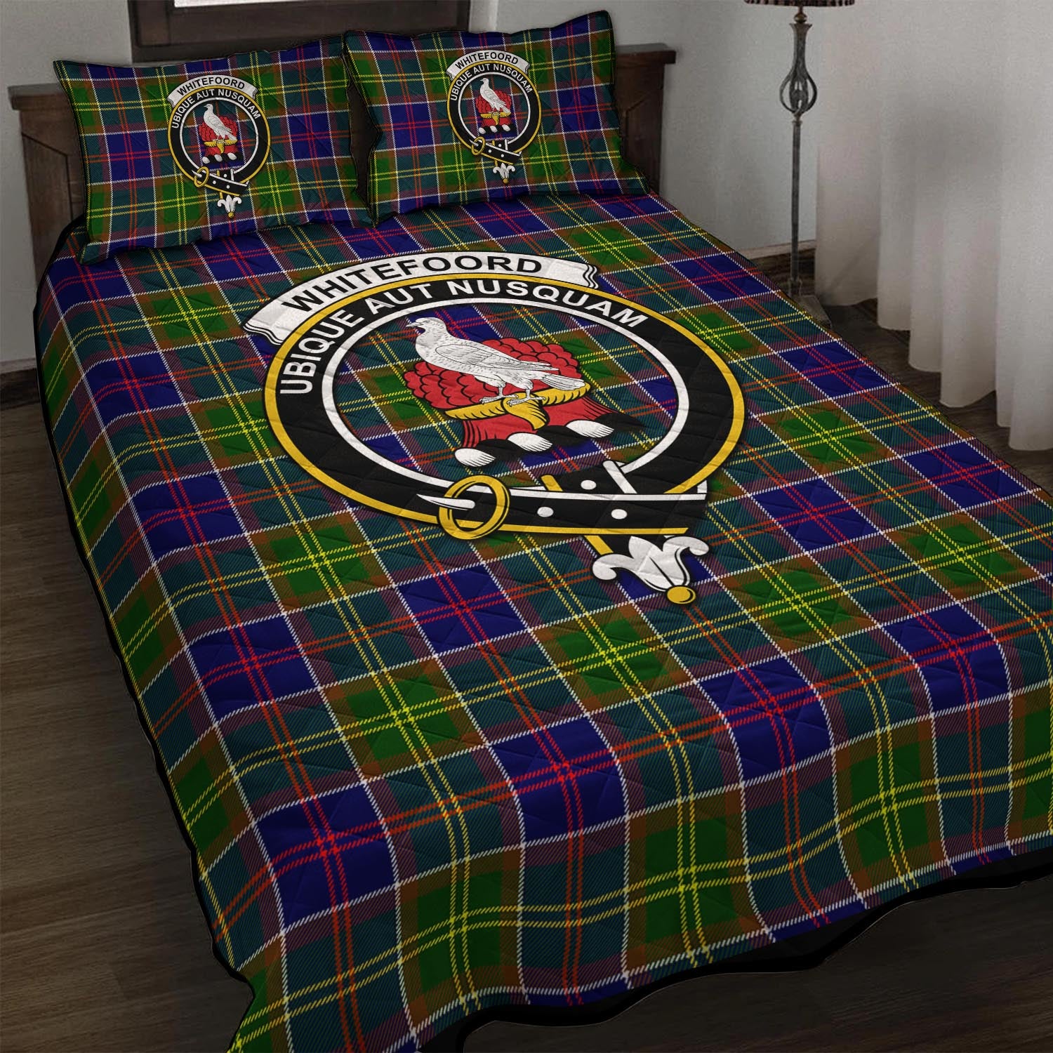 Whitefoord Tartan Quilt Bed Set with Family Crest - Tartan Vibes Clothing