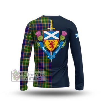 Whitefoord Tartan Long Sleeve T-Shirt Alba with Scottish Lion Royal Arm Half Style