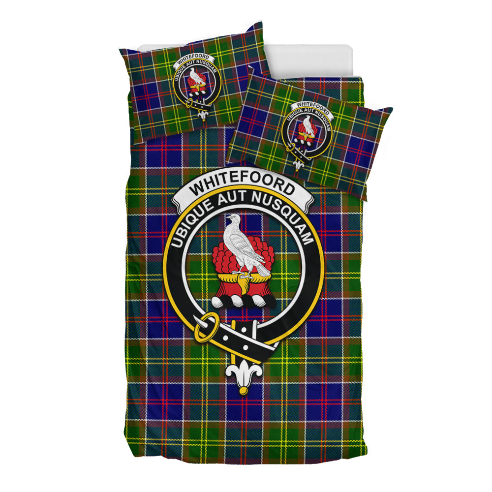 Whitefoord Tartan Bedding Set with Family Crest - Tartan Vibes Clothing