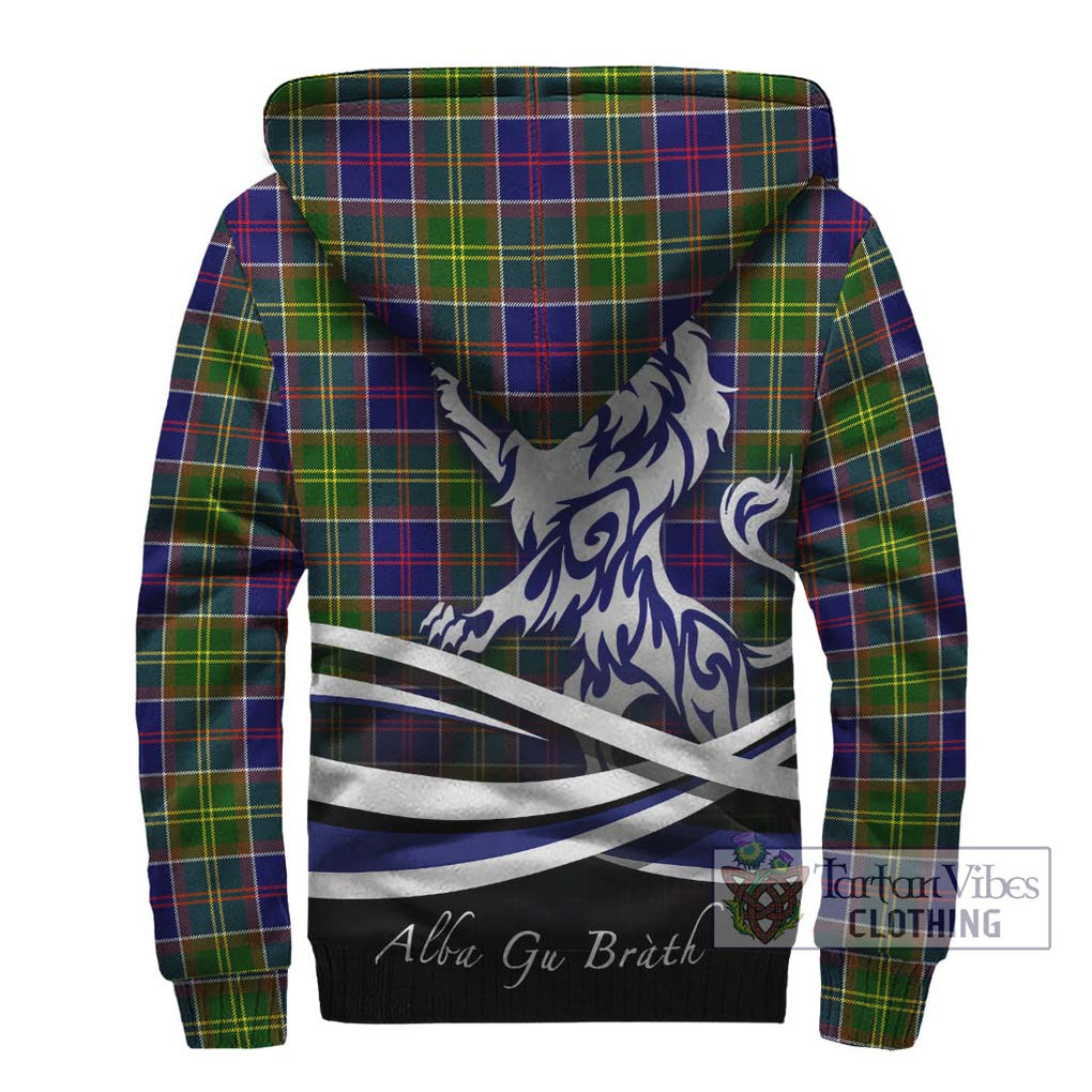 Whitefoord Tartan Sherpa Hoodie with Alba Gu Brath Regal Lion Emblem - Tartanvibesclothing Shop