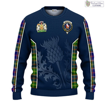 Whitefoord Tartan Knitted Sweatshirt with Family Crest and Scottish Thistle Vibes Sport Style