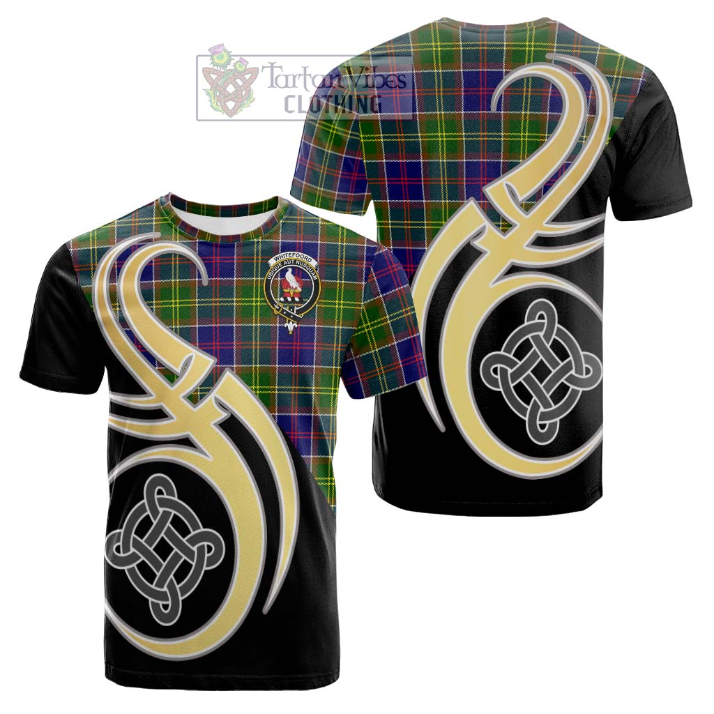 Tartan Vibes Clothing Whitefoord Modern Tartan Cotton T-shirt with Family Crest and Celtic Symbol Style