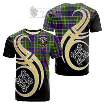 Whitefoord Tartan Cotton T-shirt with Family Crest and Celtic Symbol Style