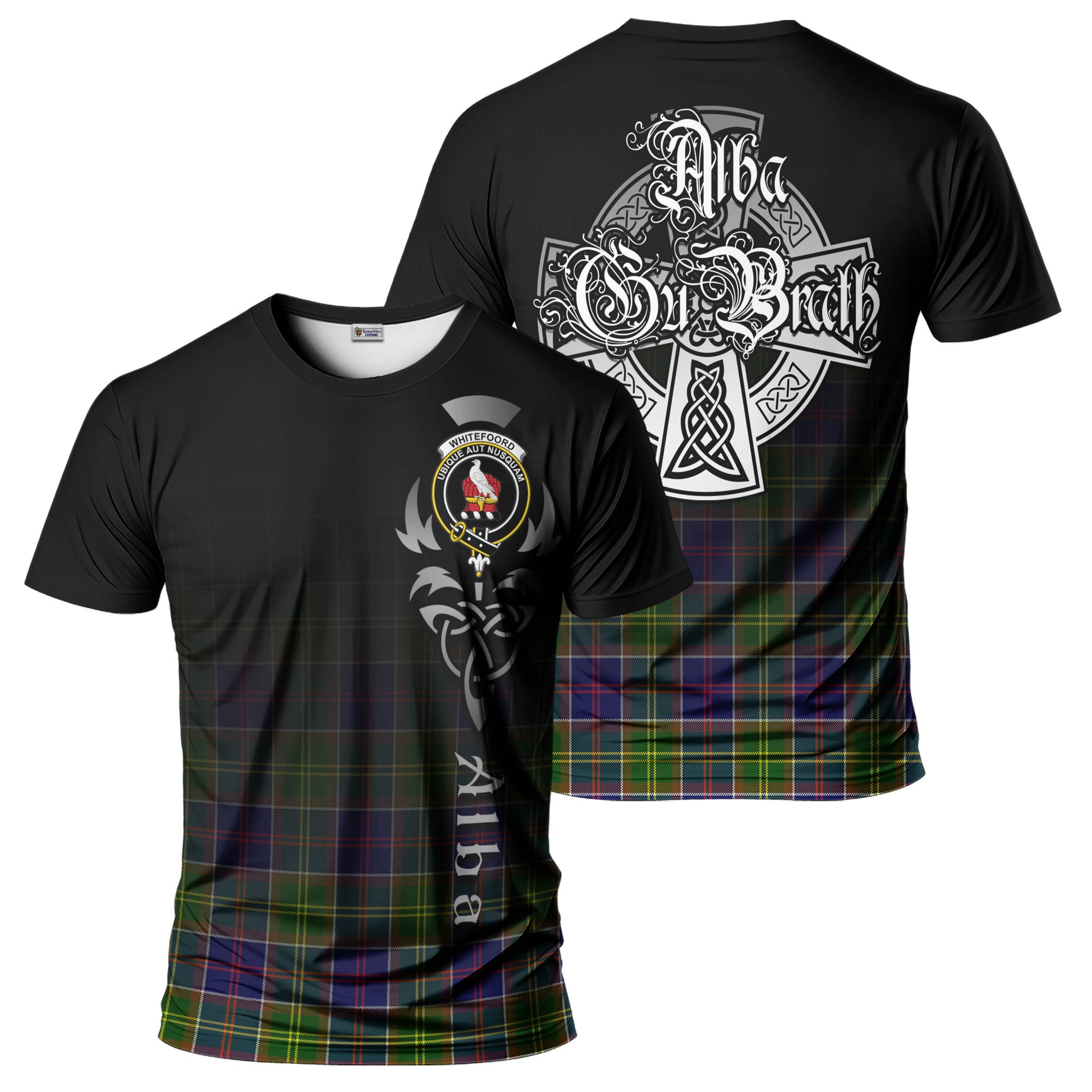 Tartan Vibes Clothing Whitefoord Modern Tartan T-Shirt Featuring Alba Gu Brath Family Crest Celtic Inspired