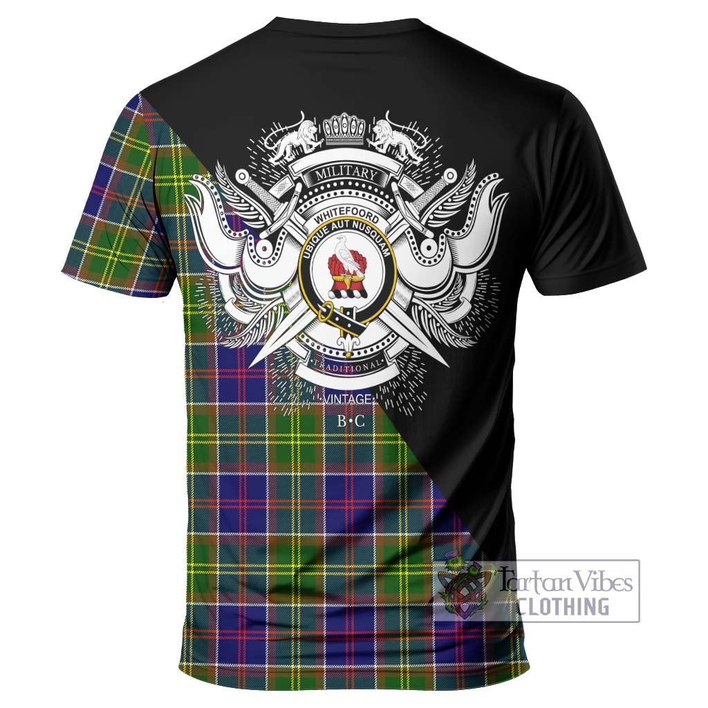 Tartan Vibes Clothing Whitefoord Modern Tartan T-Shirt with Family Crest and Military Logo Style