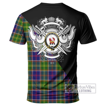 Whitefoord Tartan T-Shirt with Family Crest and Military Logo Style