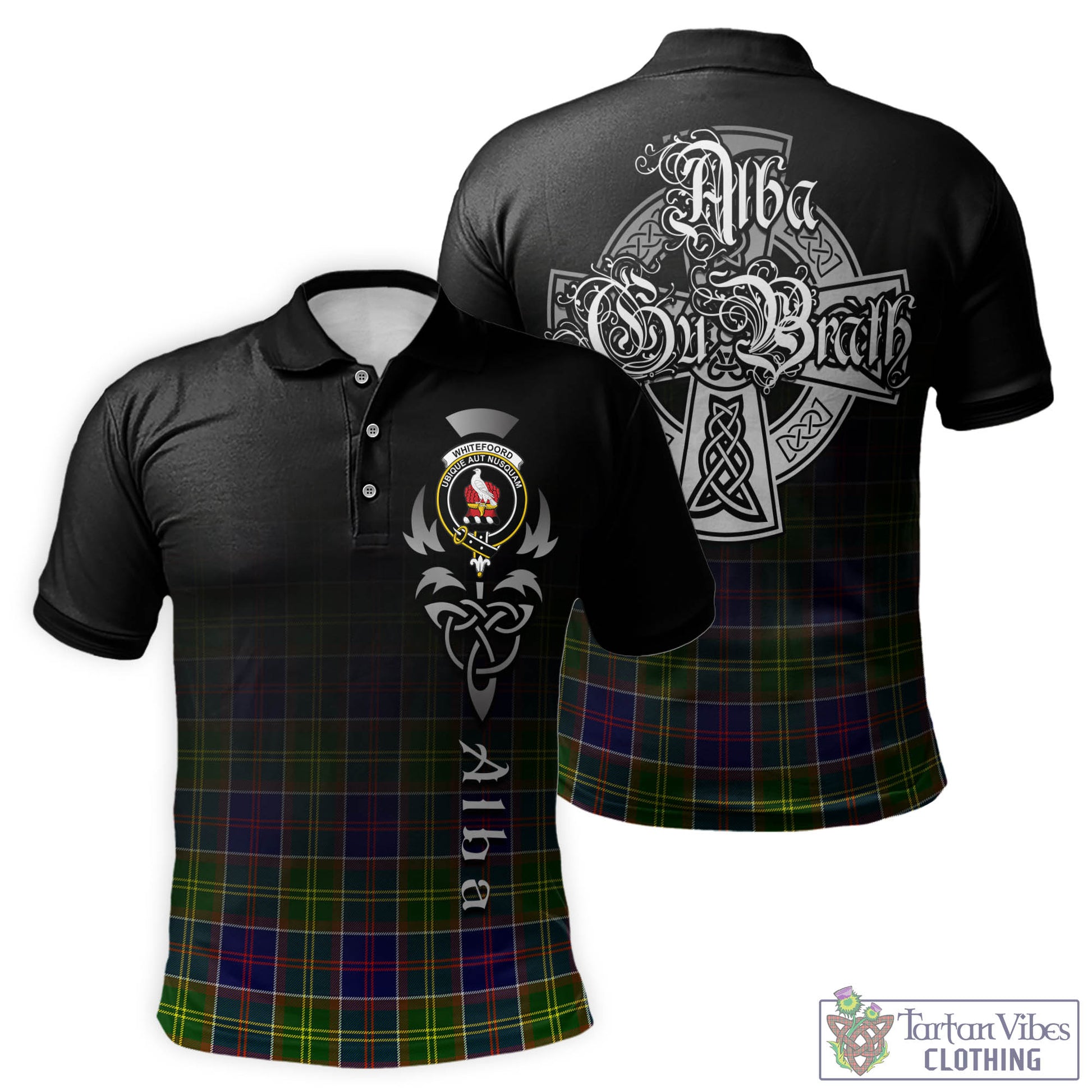 Tartan Vibes Clothing Whitefoord Modern Tartan Polo Shirt Featuring Alba Gu Brath Family Crest Celtic Inspired