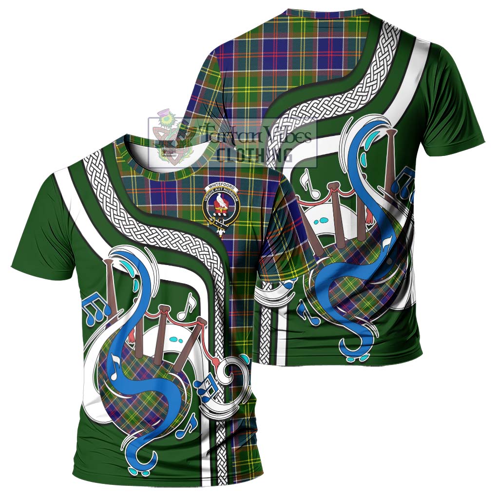 Tartan Vibes Clothing Whitefoord Modern Tartan T-Shirt with Epic Bagpipe Style