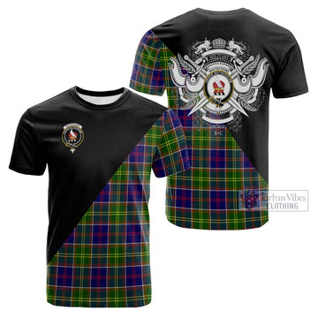 Whitefoord Tartan Cotton T-shirt with Family Crest and Military Logo Style