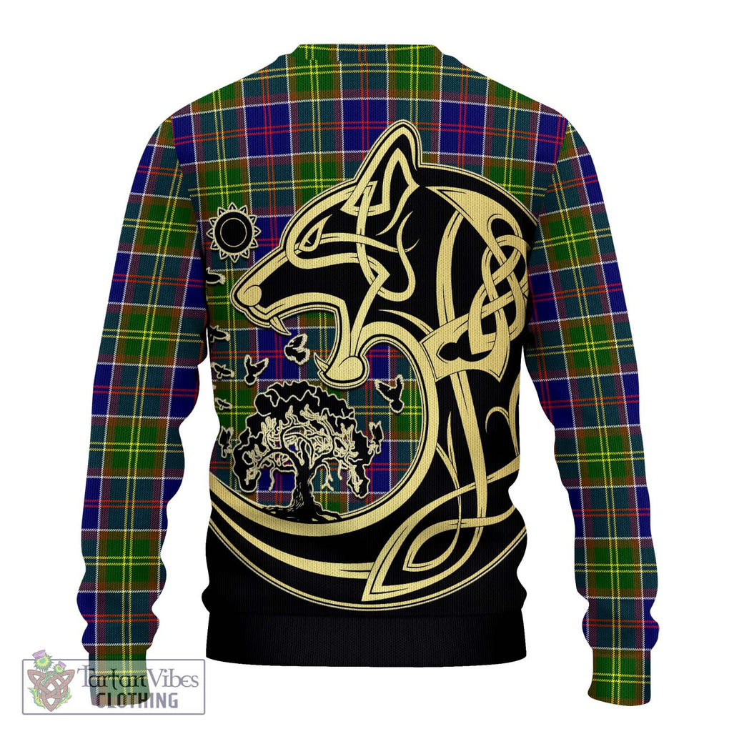 Whitefoord Tartan Knitted Sweater with Family Crest Celtic Wolf Style - Tartan Vibes Clothing