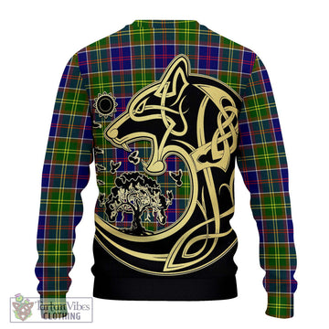 Whitefoord Tartan Ugly Sweater with Family Crest Celtic Wolf Style