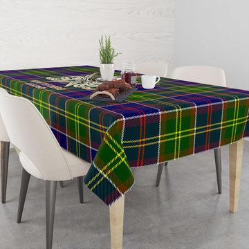 Whitefoord Tartan Tablecloth with Clan Crest and the Golden Sword of Courageous Legacy