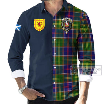 Whitefoord Tartan Long Sleeve Button Shirt Alba with Scottish Lion Royal Arm Half Style