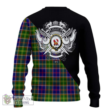 Whitefoord Tartan Ugly Sweater with Family Crest and Military Logo Style