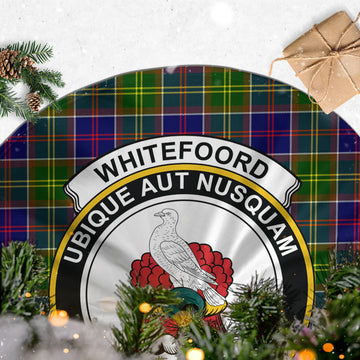 Whitefoord Tartan Christmas Tree Skirt with Family Crest