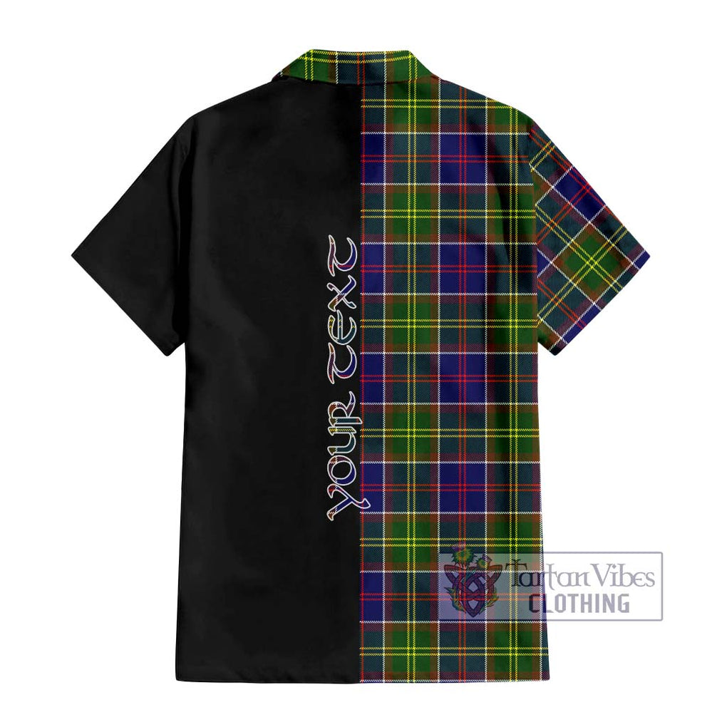 Whitefoord Tartan Short Sleeve Button Shirt with Family Crest and Half Of Me Style - Tartanvibesclothing Shop