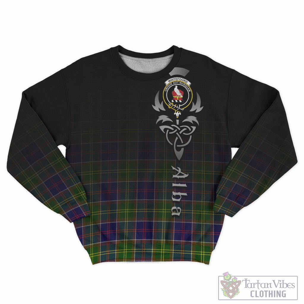 Tartan Vibes Clothing Whitefoord Modern Tartan Sweatshirt Featuring Alba Gu Brath Family Crest Celtic Inspired