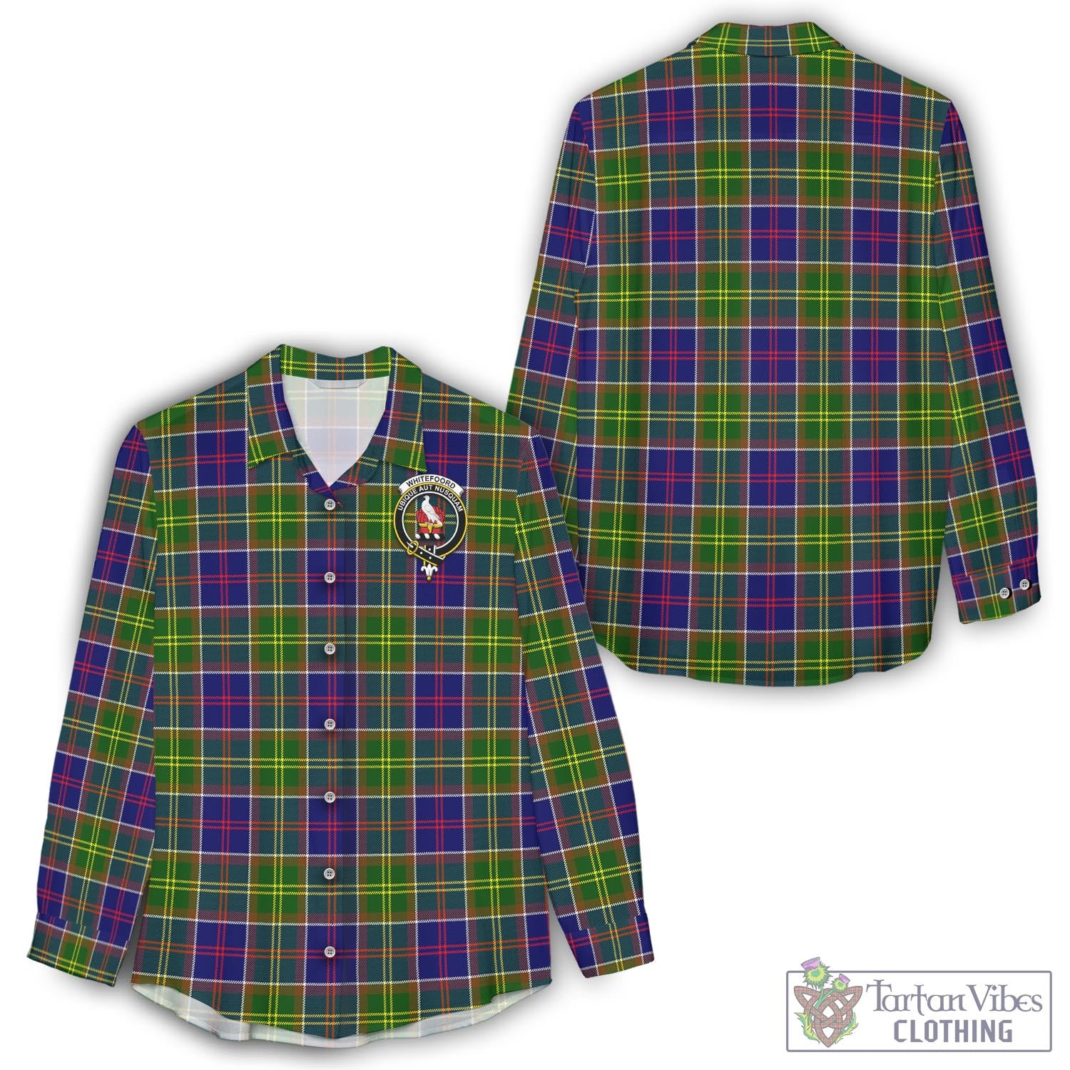 Tartan Vibes Clothing Whitefoord Modern Tartan Womens Casual Shirt with Family Crest