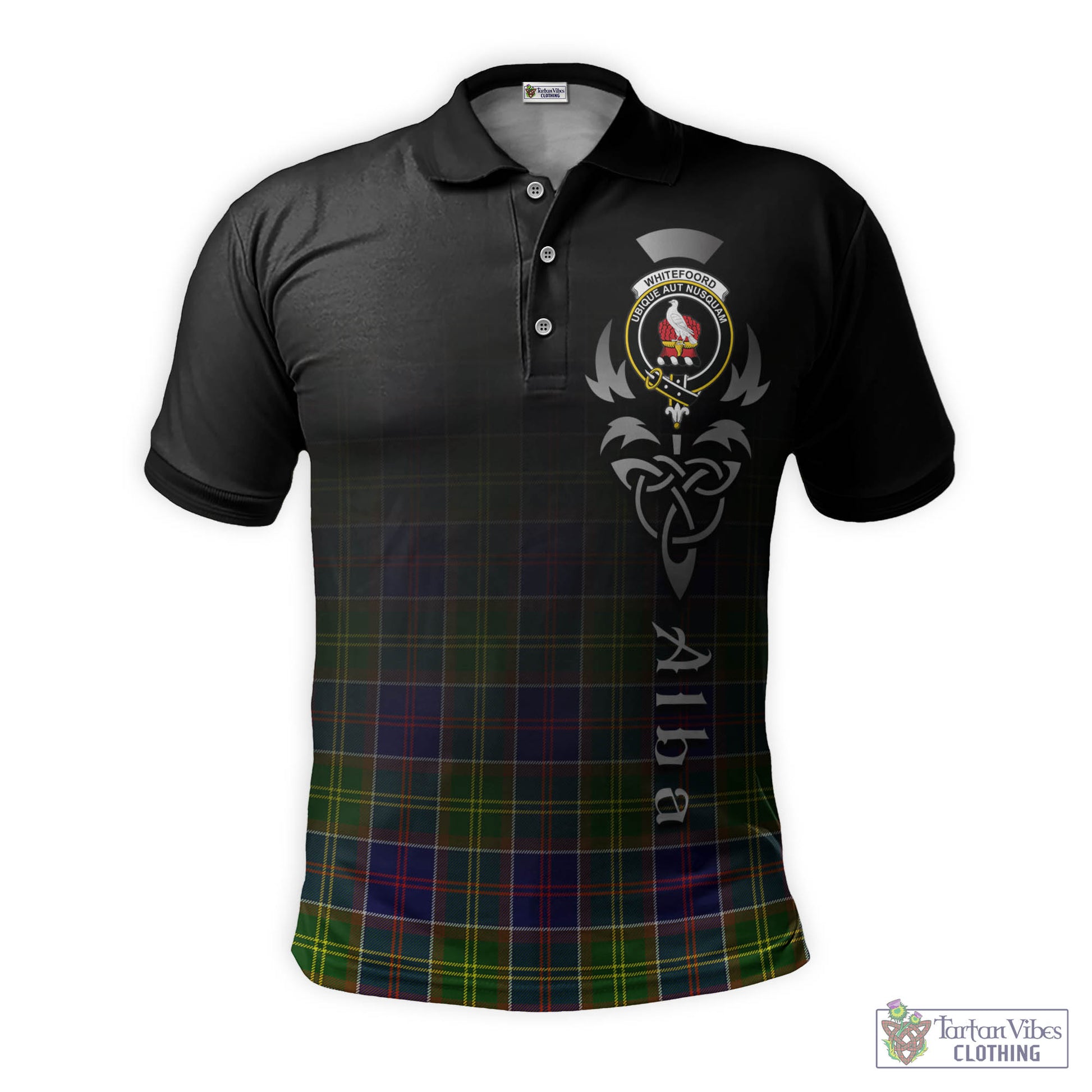 Tartan Vibes Clothing Whitefoord Modern Tartan Polo Shirt Featuring Alba Gu Brath Family Crest Celtic Inspired